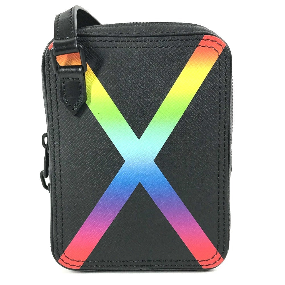 LOUIS VUITTON Shoulder Bag M30332 Taiga Leather black Taiga rainbow Danube Messenger