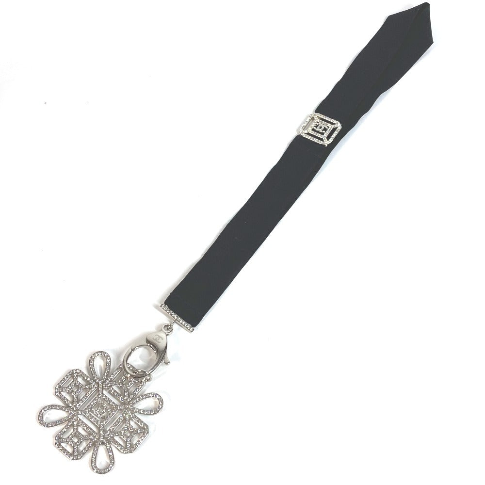 CHANEL strap metal black CC COCO Mark Rhinestone Neck strap