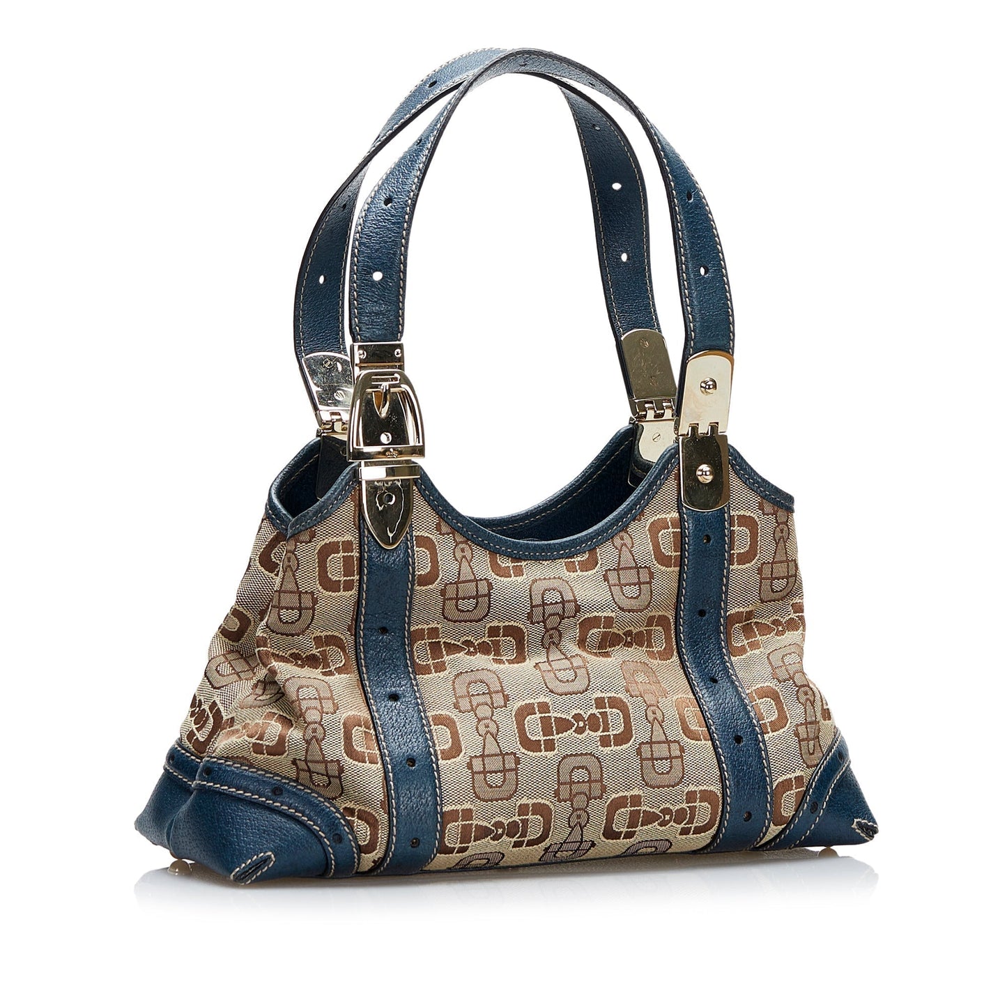 Gucci Horsebit Leather Canvas Shoulder Bag Style 4