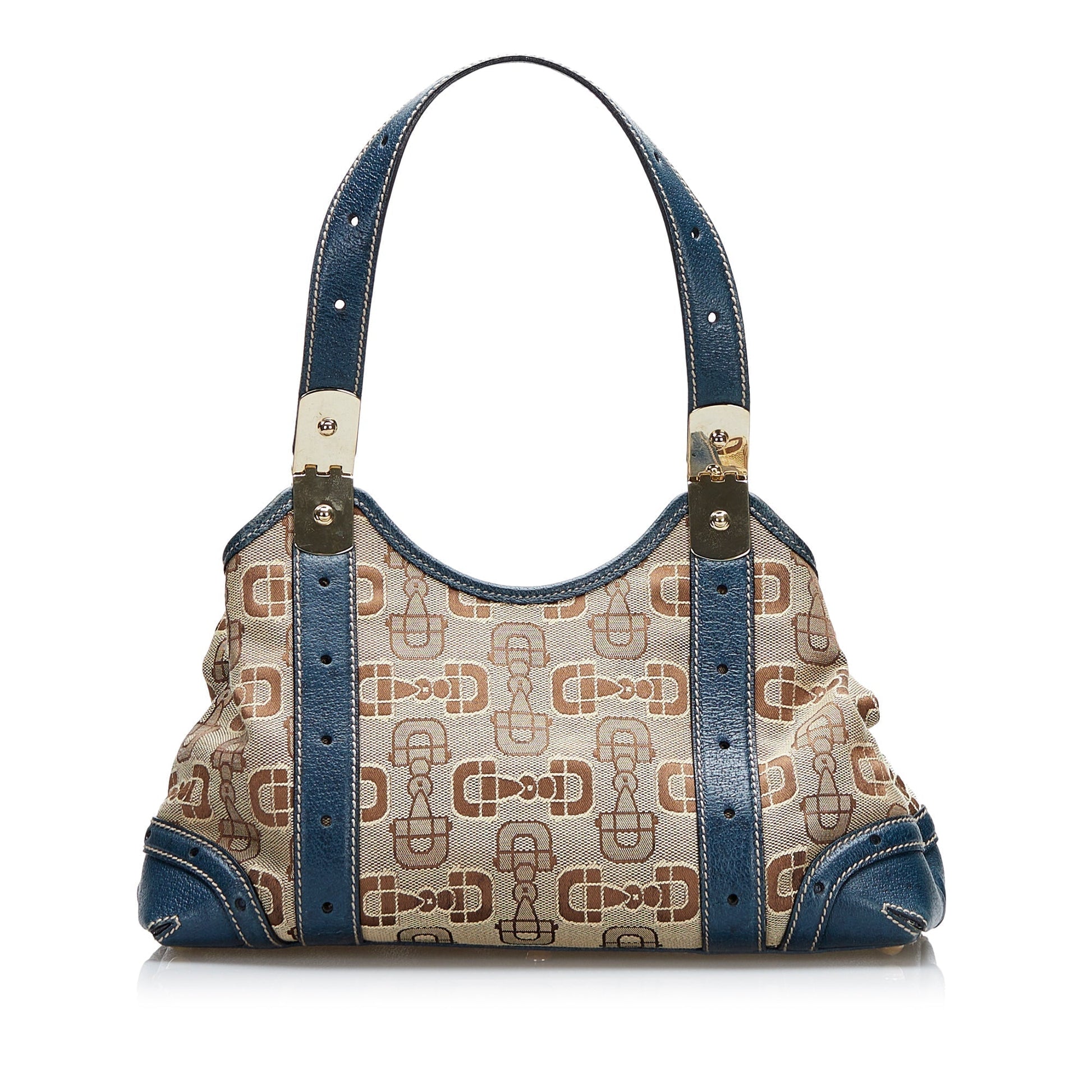 Gucci Horsebit Leather Canvas Shoulder Bag Style 4