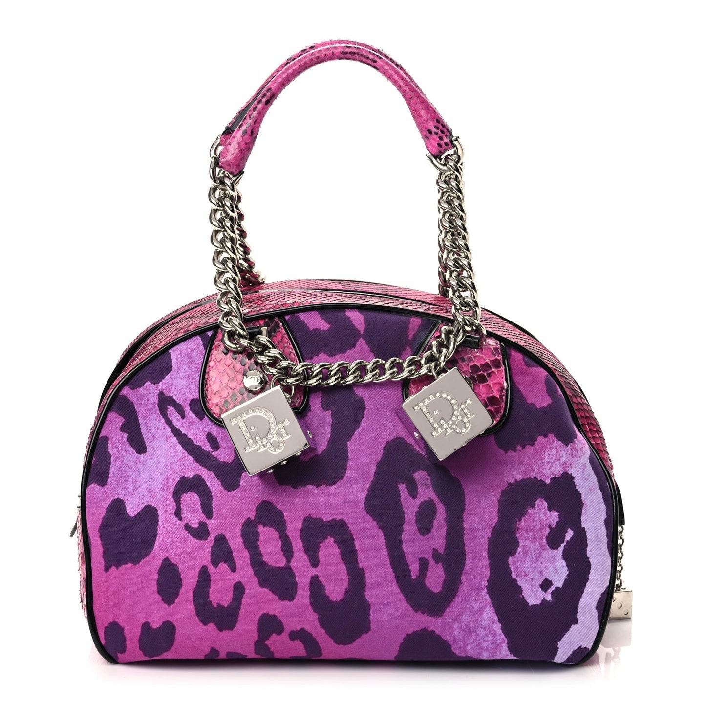 Christian Dior Snakeskin Leopard Gambler Dice Bowler Pink