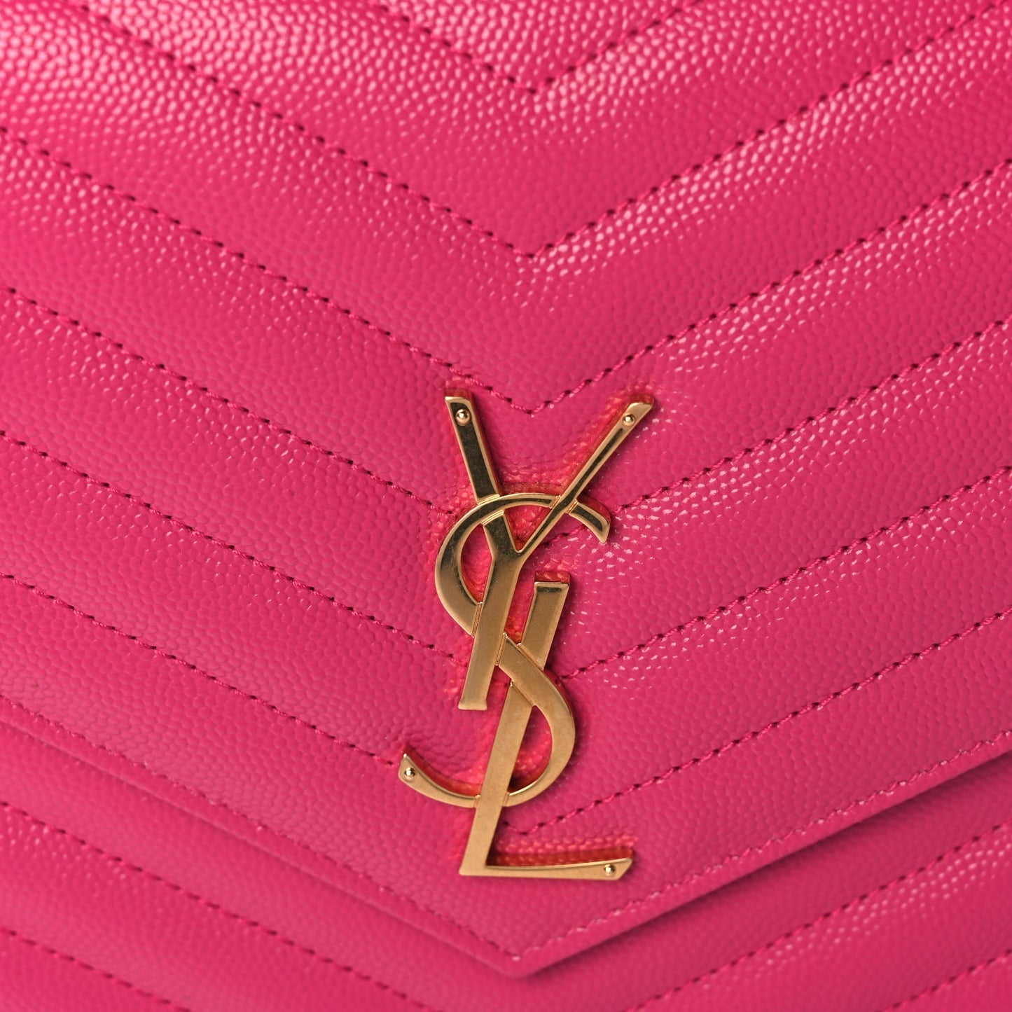 Saint Laurent Grain De Poudre Matelasse Chevron Monogram Envelope Clutch Fuchsia Fuchsia