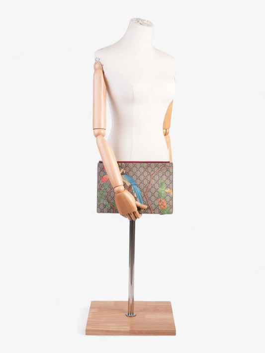 Gucci Floral Bird Clutch Supreme Coated Canvas