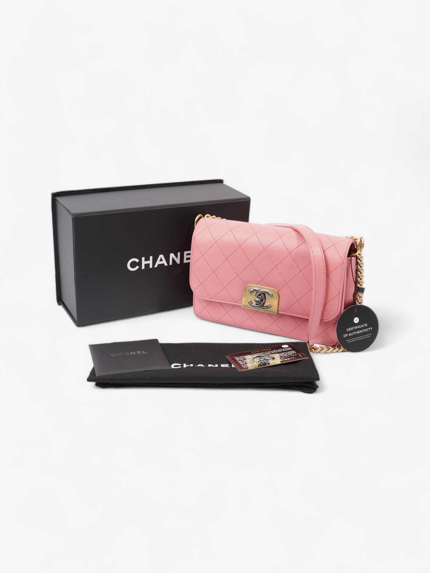 Chanel Quilted Crossbody Bag Pink Calfskin Leather