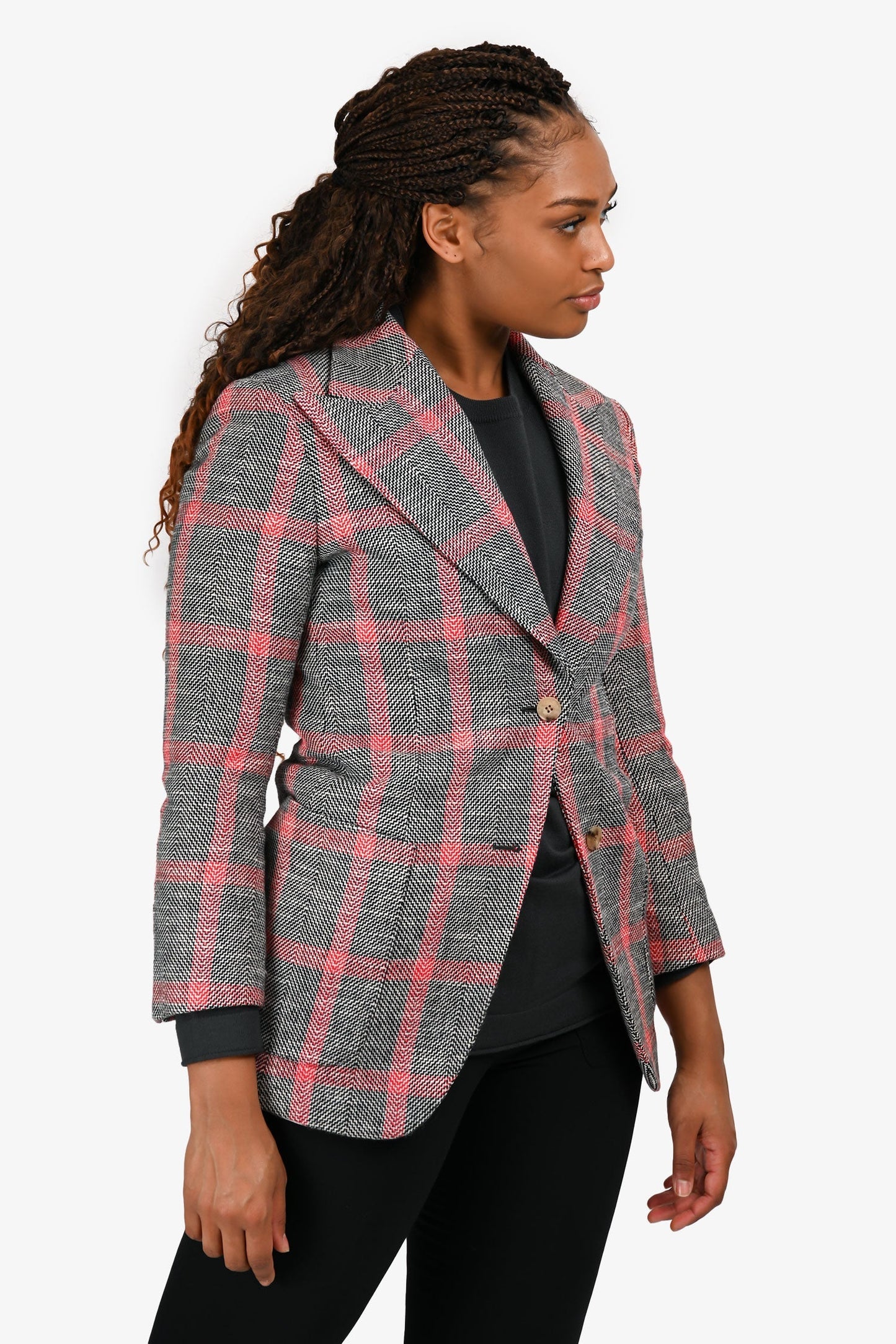 Gucci Black/Red Check 'Hollywood Forever' Blazer Size 40