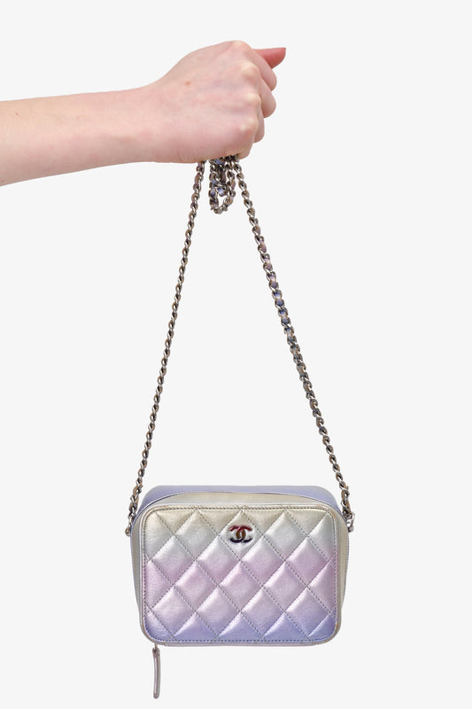 Chanel™ 2021 Iridescent Quilted Lambskin Cube Crossbody