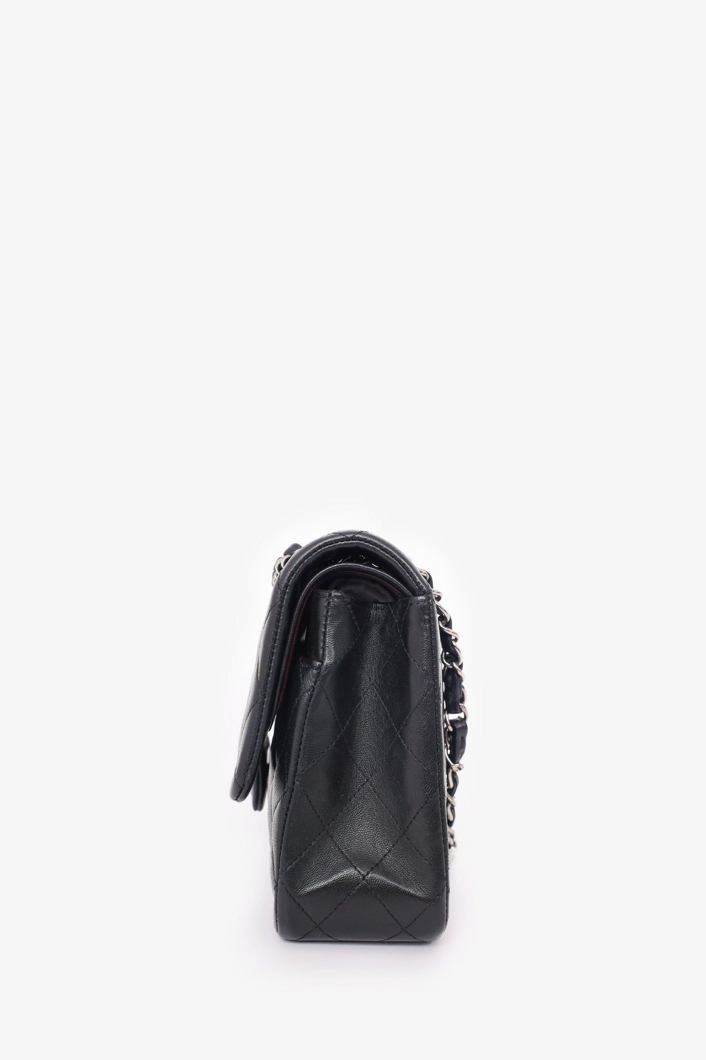 Chanel™ 2009-10 Black Lambskin Quilted Medium Double Flap Shoulder Bag