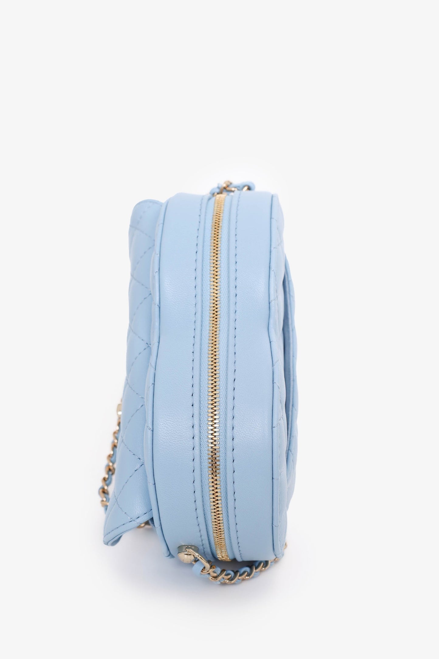 Chanel™ 22s Baby Blue Quilted Lambskin CC in Love Large Heart Bag