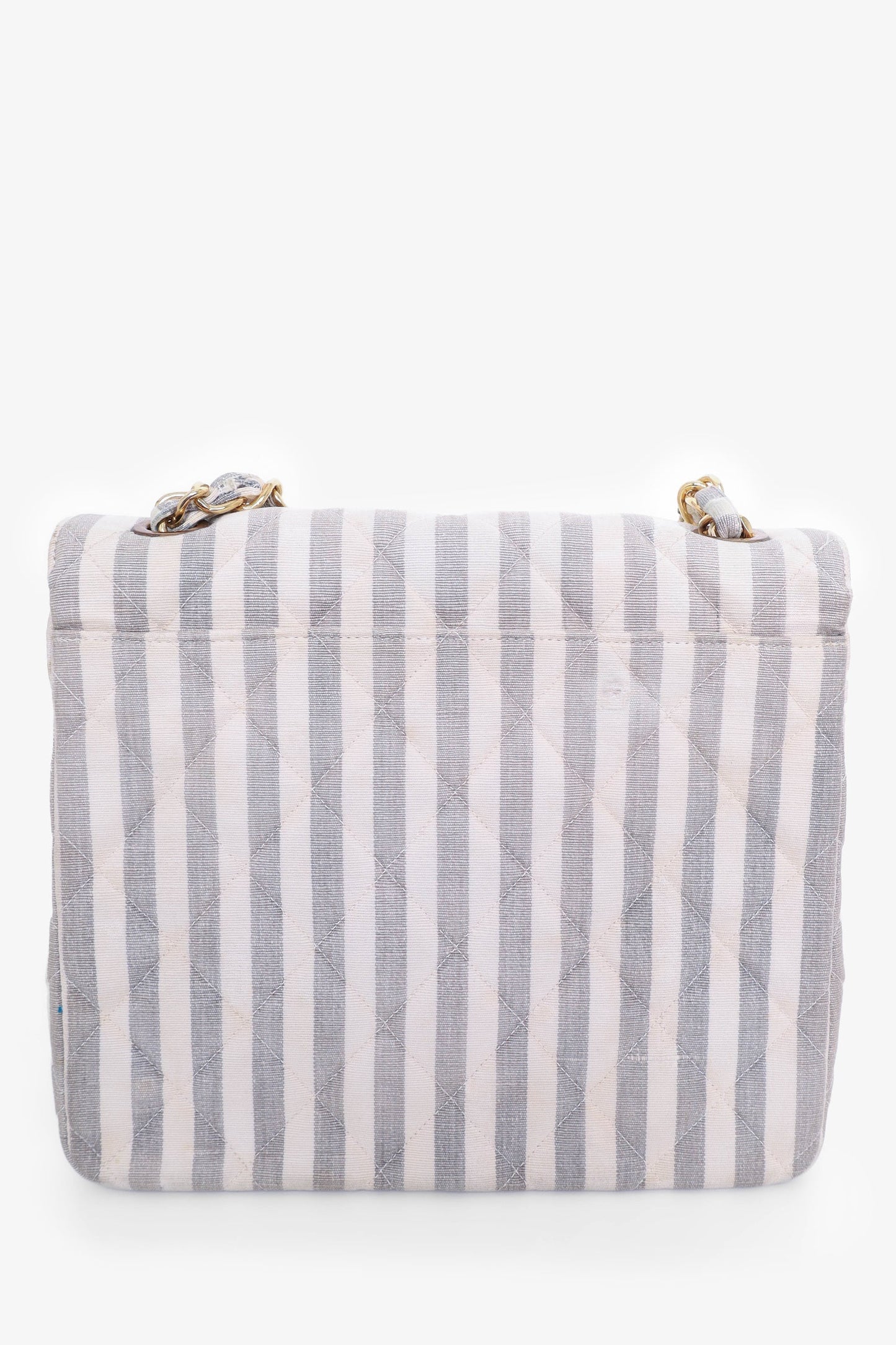 Chanel™ 1994-96 Grey/White Striped Chain Shoulder Bag