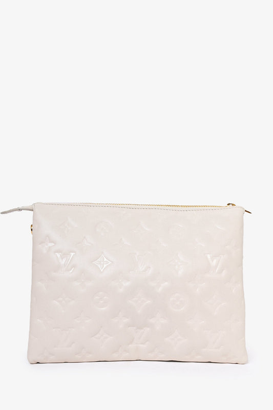 Louis Vuitton 2021 White Empreinte Leather Coussin PM Crossbody Bag with Chain Strap