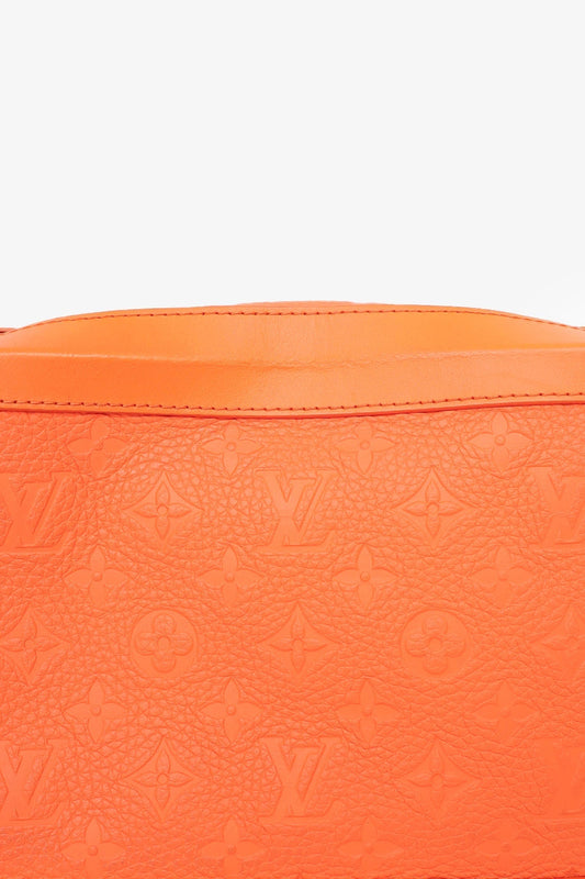 Louis Vuitton 2019 Orange Embossed Leather Soft Trunk Crossbody Bag