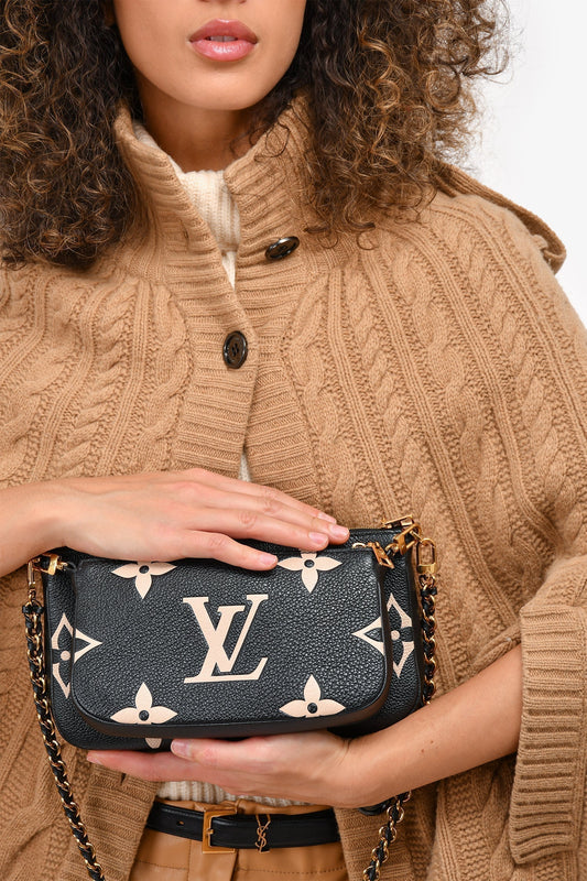 Louis Vuitton Black Leather Empreinte Monogram Giant Multi Pochette Crossbody