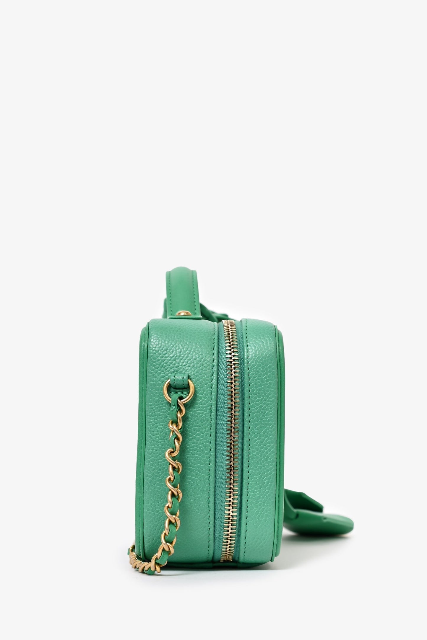 Chanel™ 2017/18 Green Caviar Leather Small Filigree Vanity Case Handbag