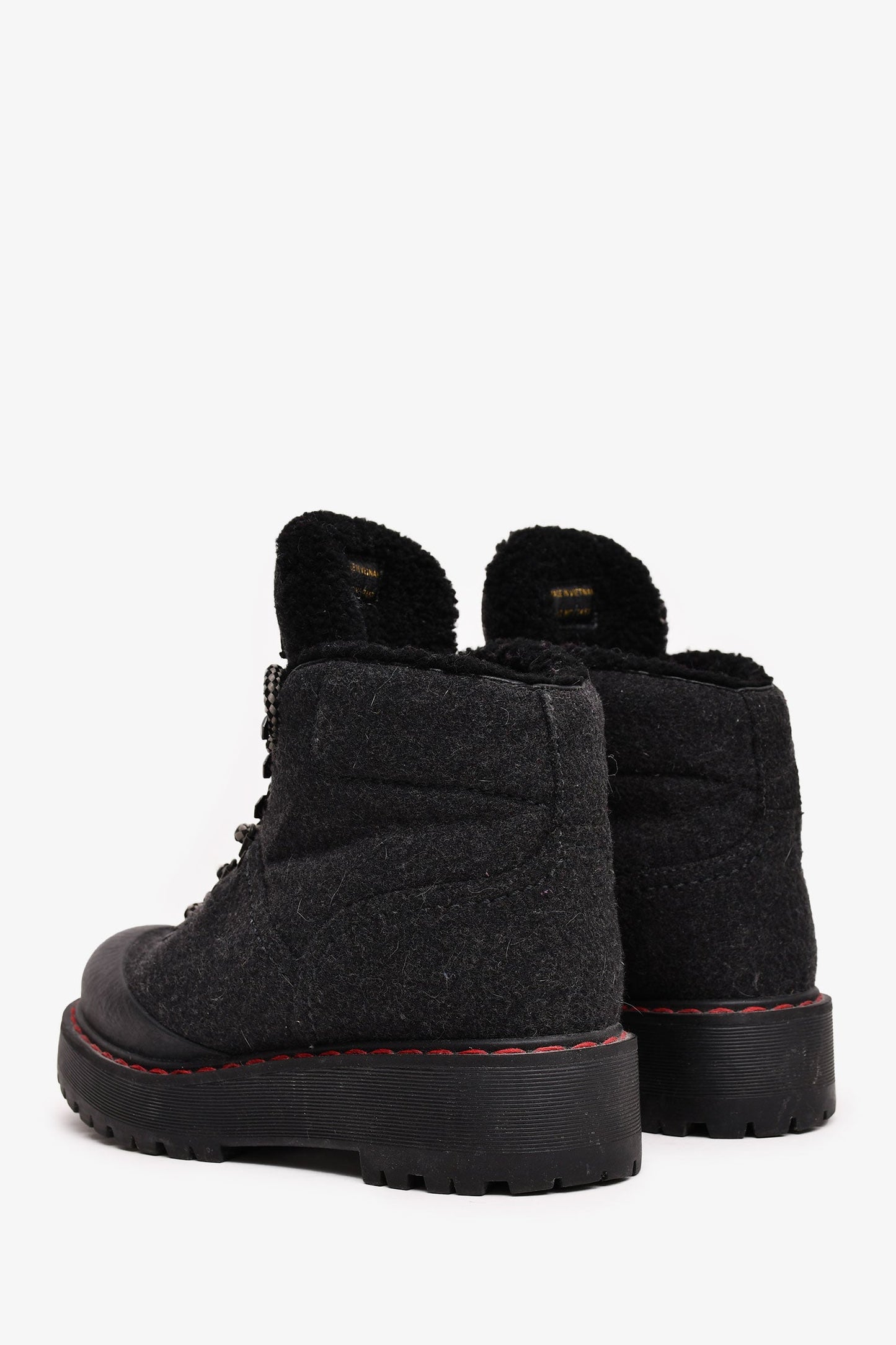 Prada Black/Grey Leather/Fabric Hiking Boots Size 36