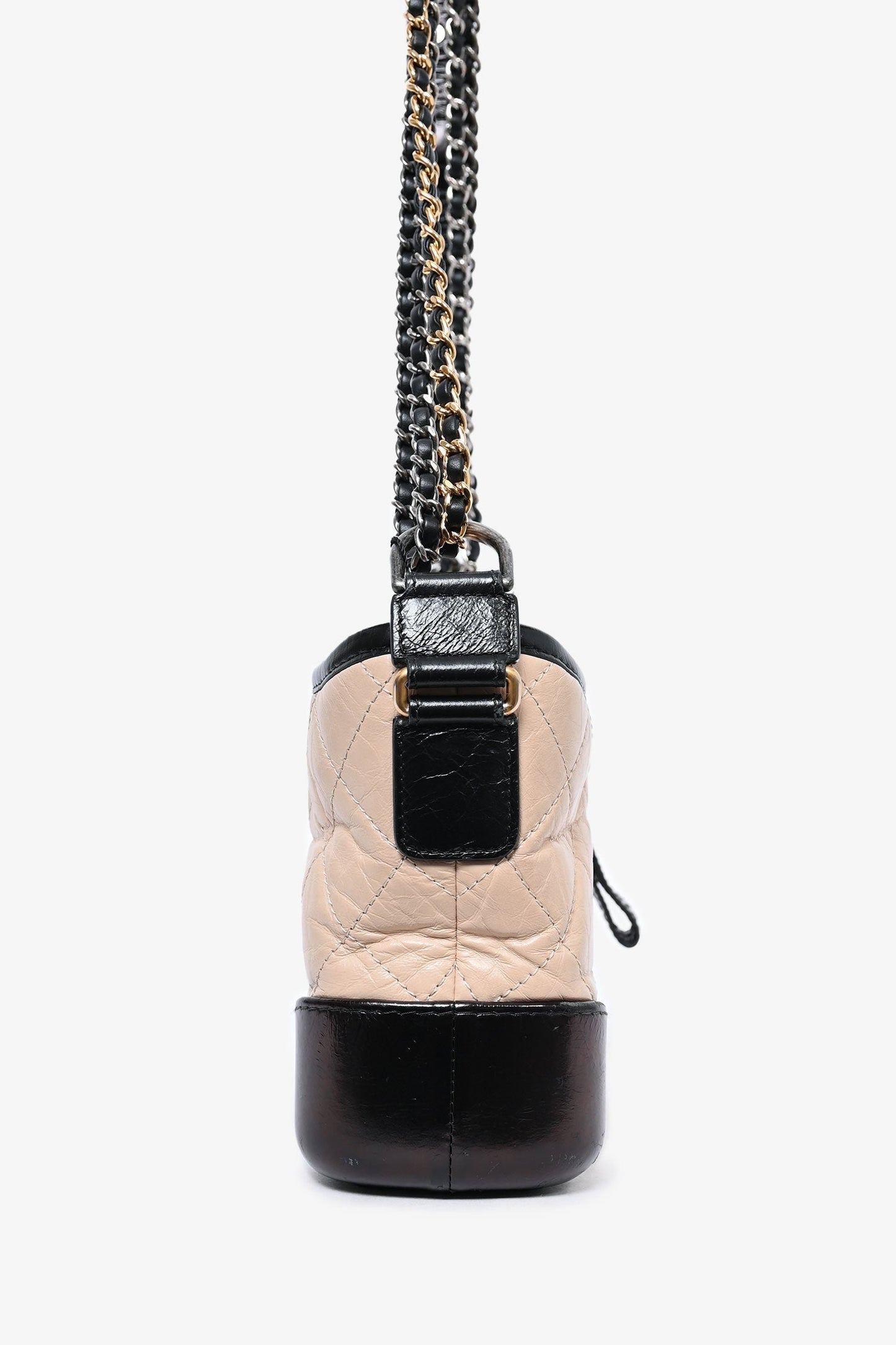 Chanel™ 2018 Beige/Black Quilted Small Gabrielle Shoulder Bag (As Is)
