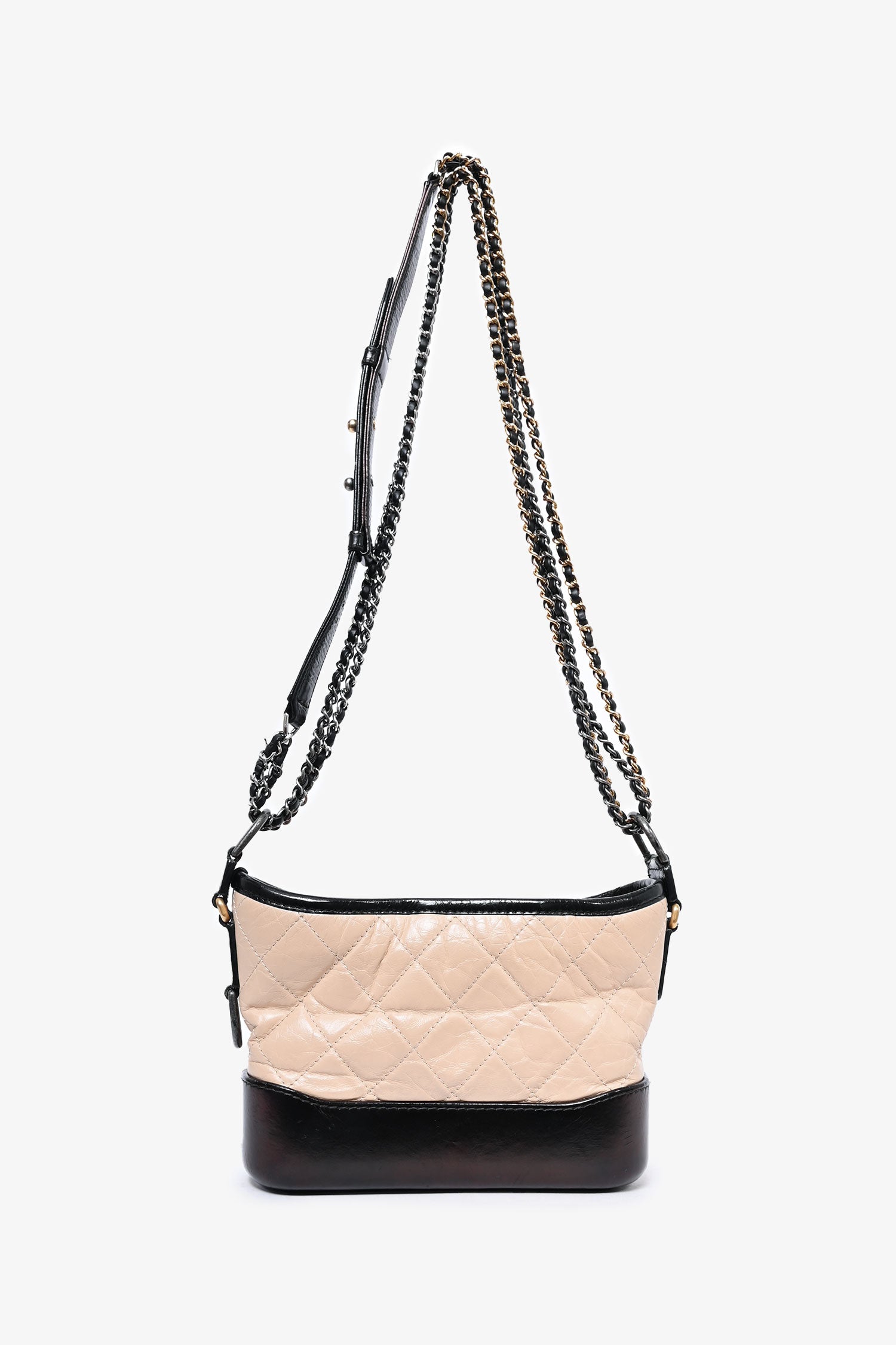 Chanel™ 2018 Beige/Black Quilted Small Gabrielle Shoulder Bag (As Is)