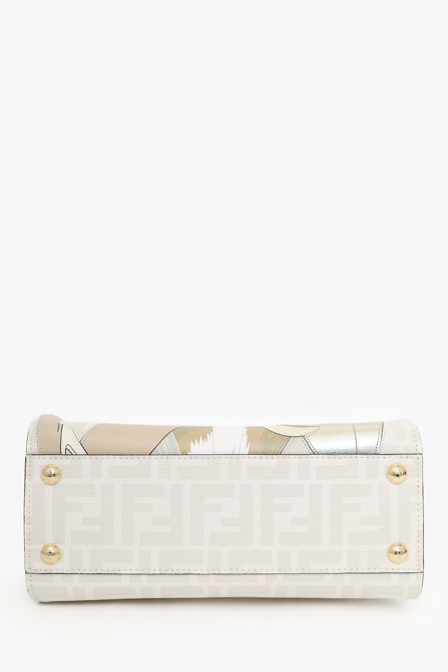 Fendi White/Multicolour Glazed Fabric FF Bikini Girls Mini Peekaboo