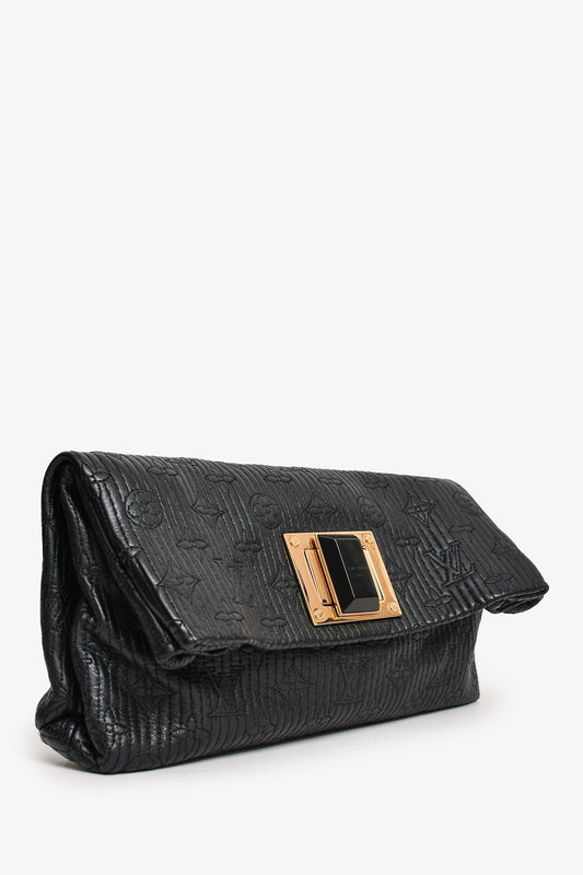 Louis Vuitton 2012 Black Leather Monogram Altair Clutch