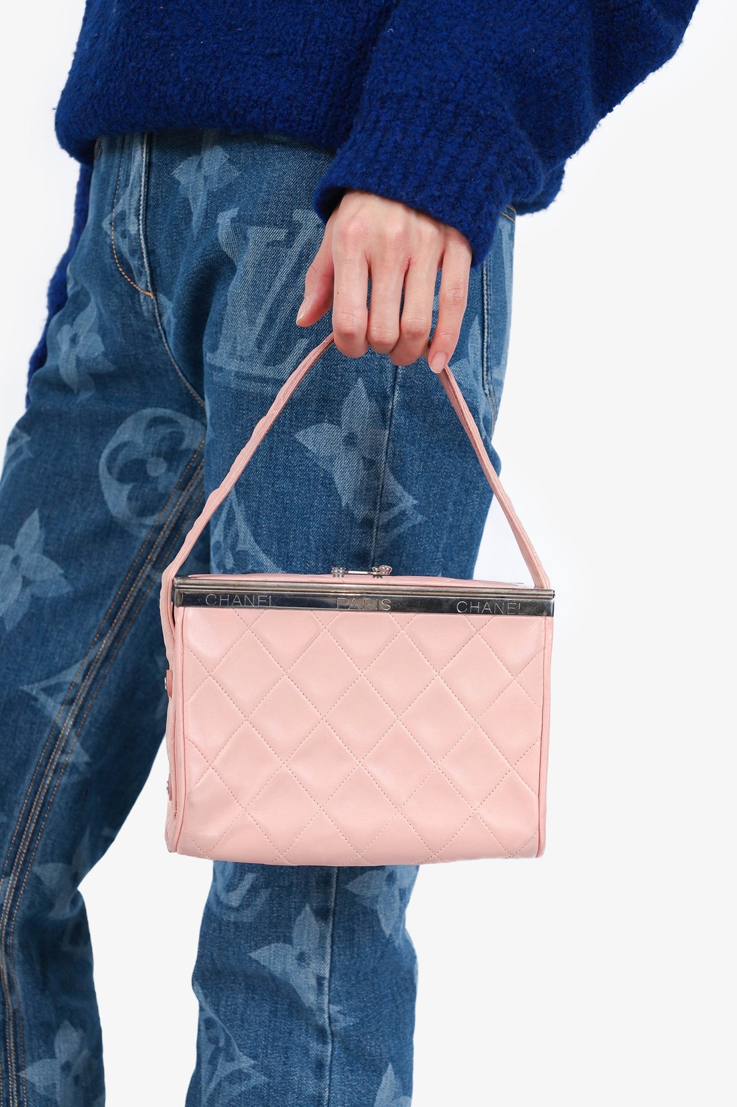 Chanel™ 1996-97 Pink Quilted Lambskin Vanity Box Handbag