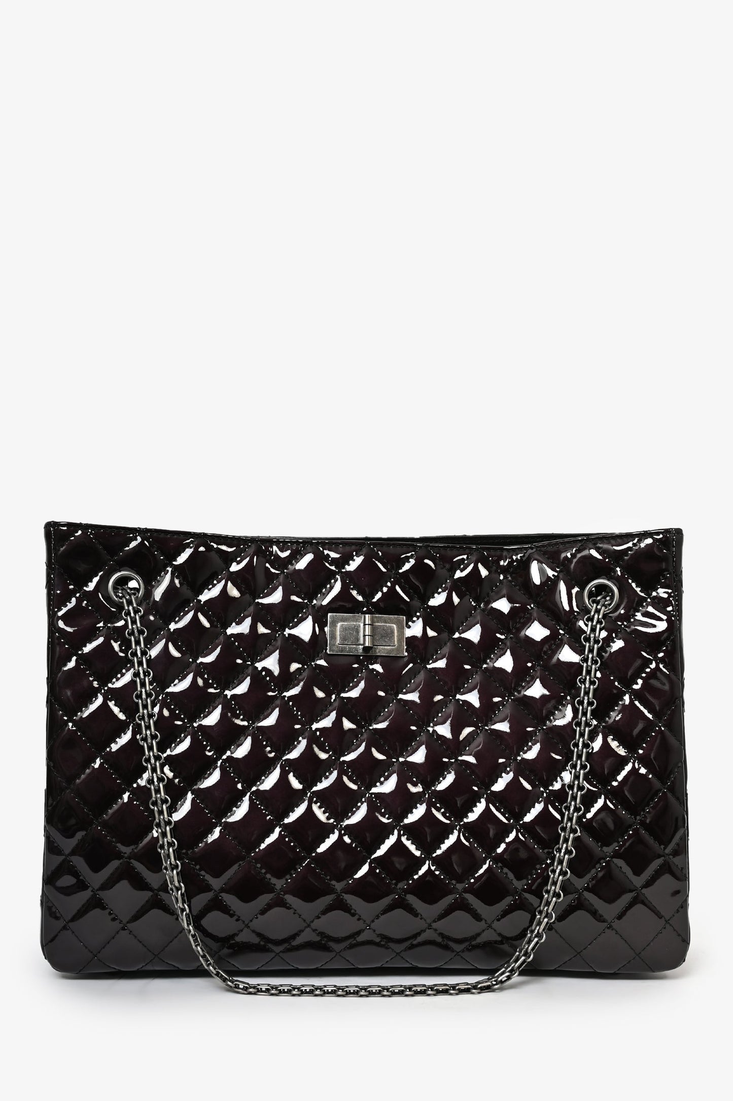 Chanel™ 2011/12 Dark Purple Patent Quilted Leather 2.55 Reissue Tote Bag