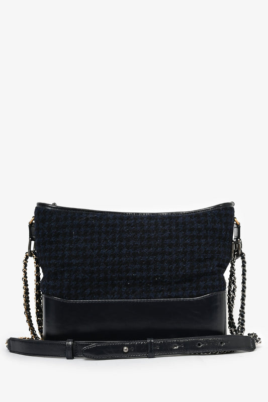 Chanel™ 2017 Navy/Black Tweed Hobo Large Gabrielle Crossbody Bag