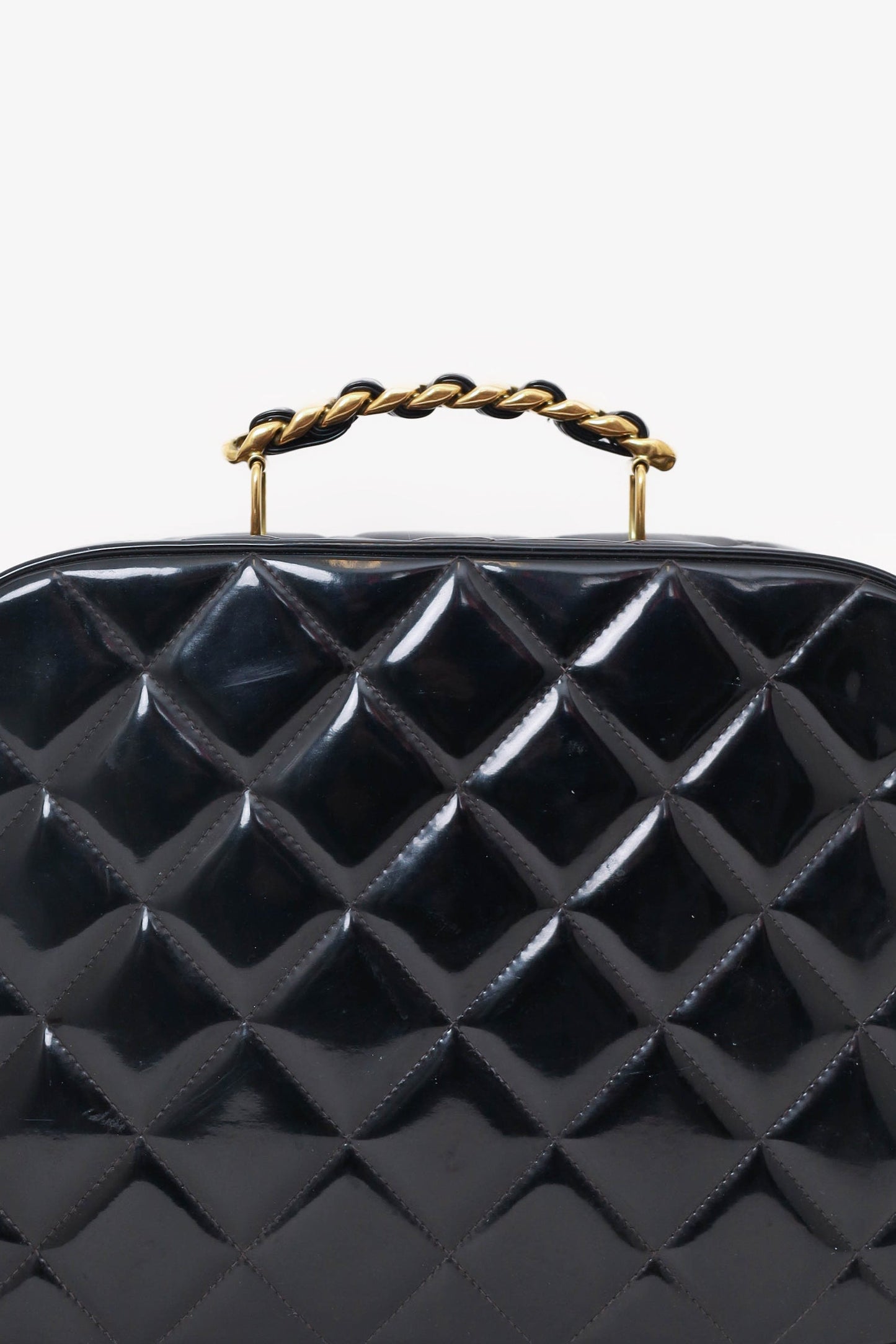 Chanel™ 1994-96 Black Patent Leather Large Vanity Case Handbag