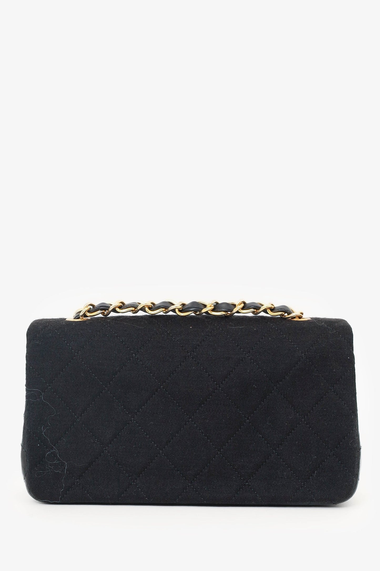 Chanel™ 1989-91 Black Jersey/Lambskin Mini Full Flap Bag