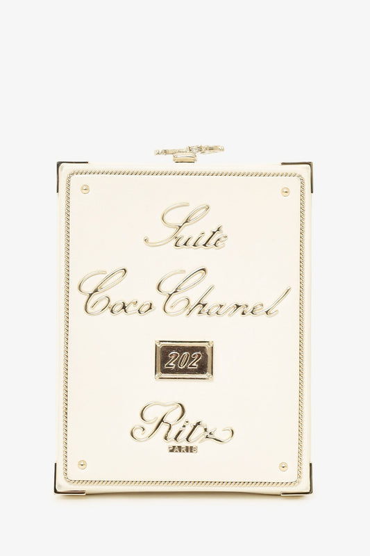 Chanel™ 2017-18 White Lambskin -Cosmopolite Coco In Ritz Clutch with Chain