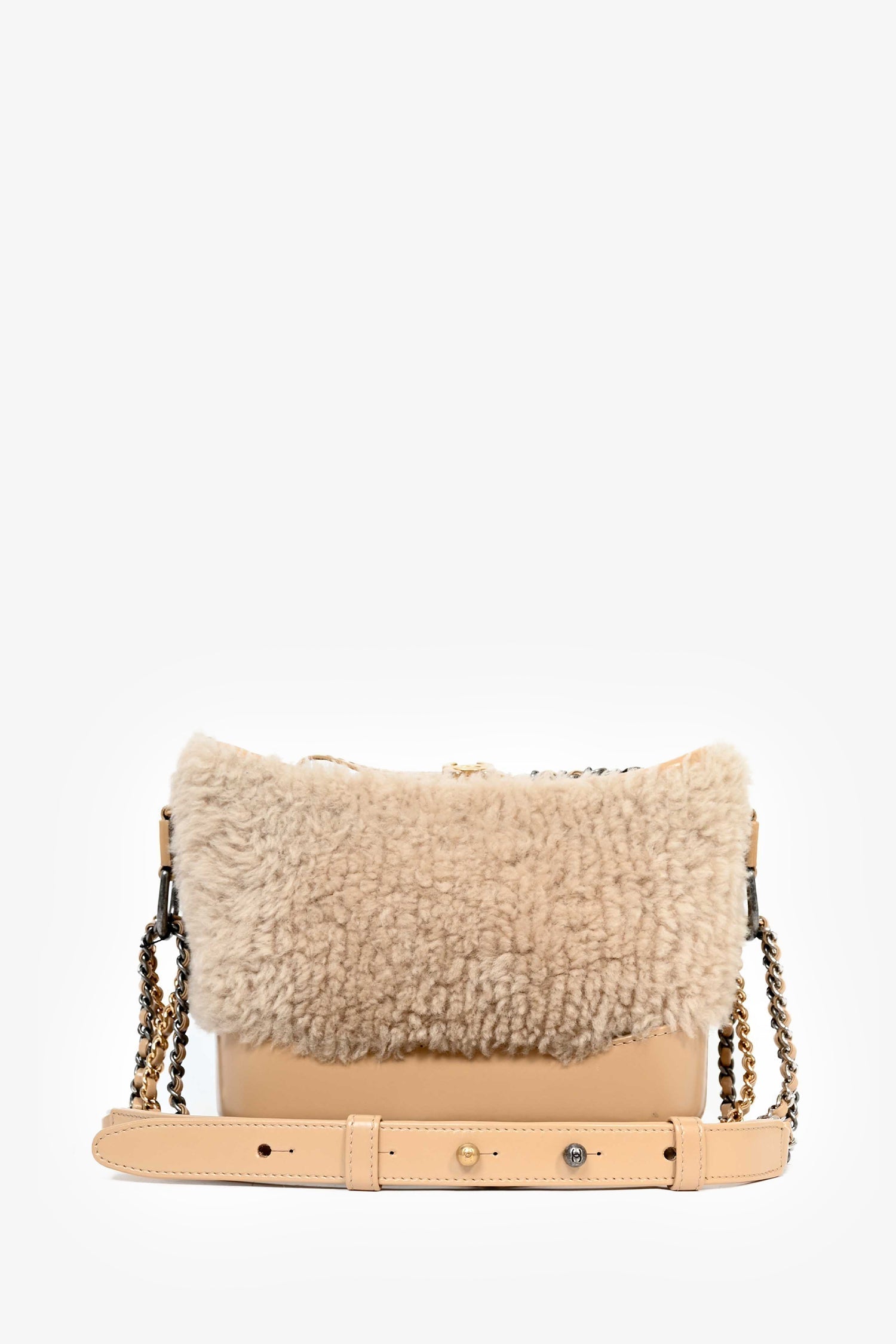 Chanel™ 2017-18 Beige Shearling/Leather Small Gabrielle Crossbody