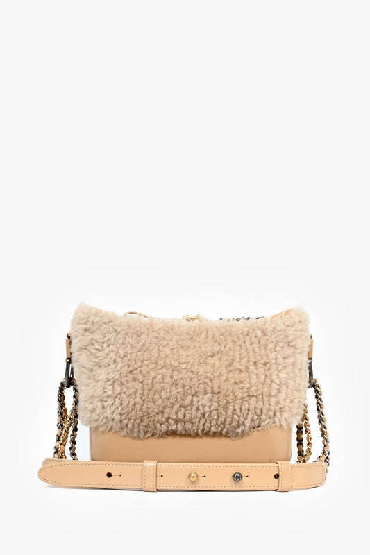 Chanel™ 2017-18 Beige Shearling/Leather Small Gabrielle Crossbody