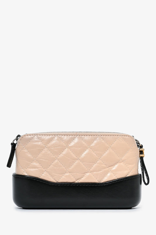 Chanel™ 2017-18 Beige/Black Leather Gabrielle Wallet on Chain Crossbody