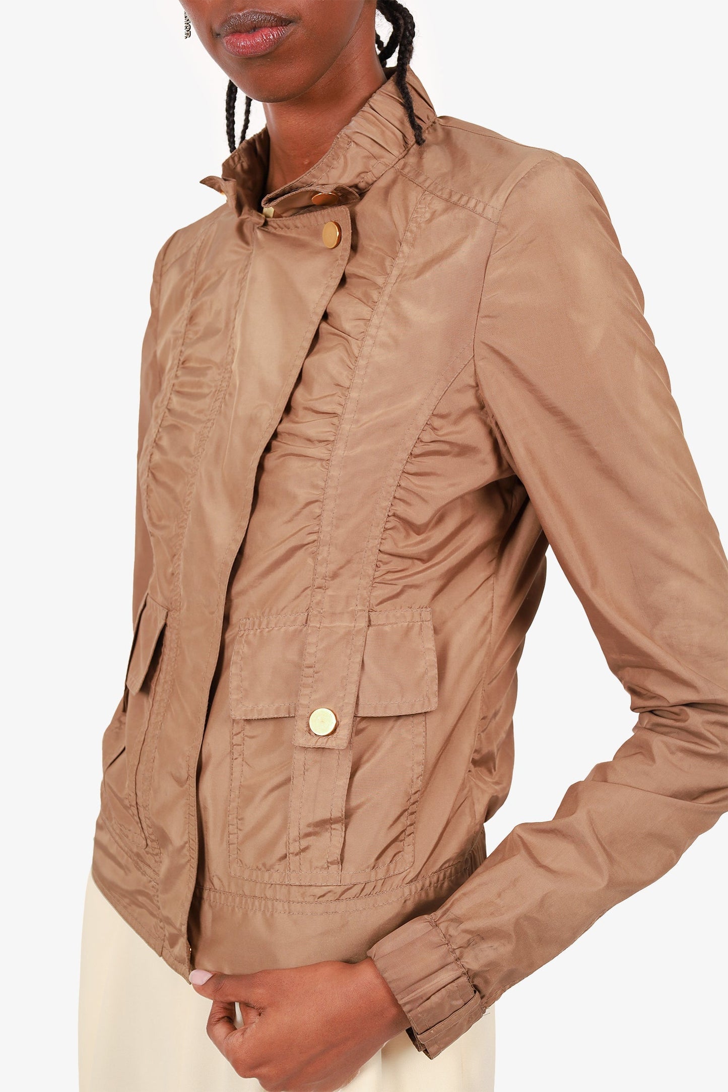 Gucci Brown Ruffle Windbreaker Size 38