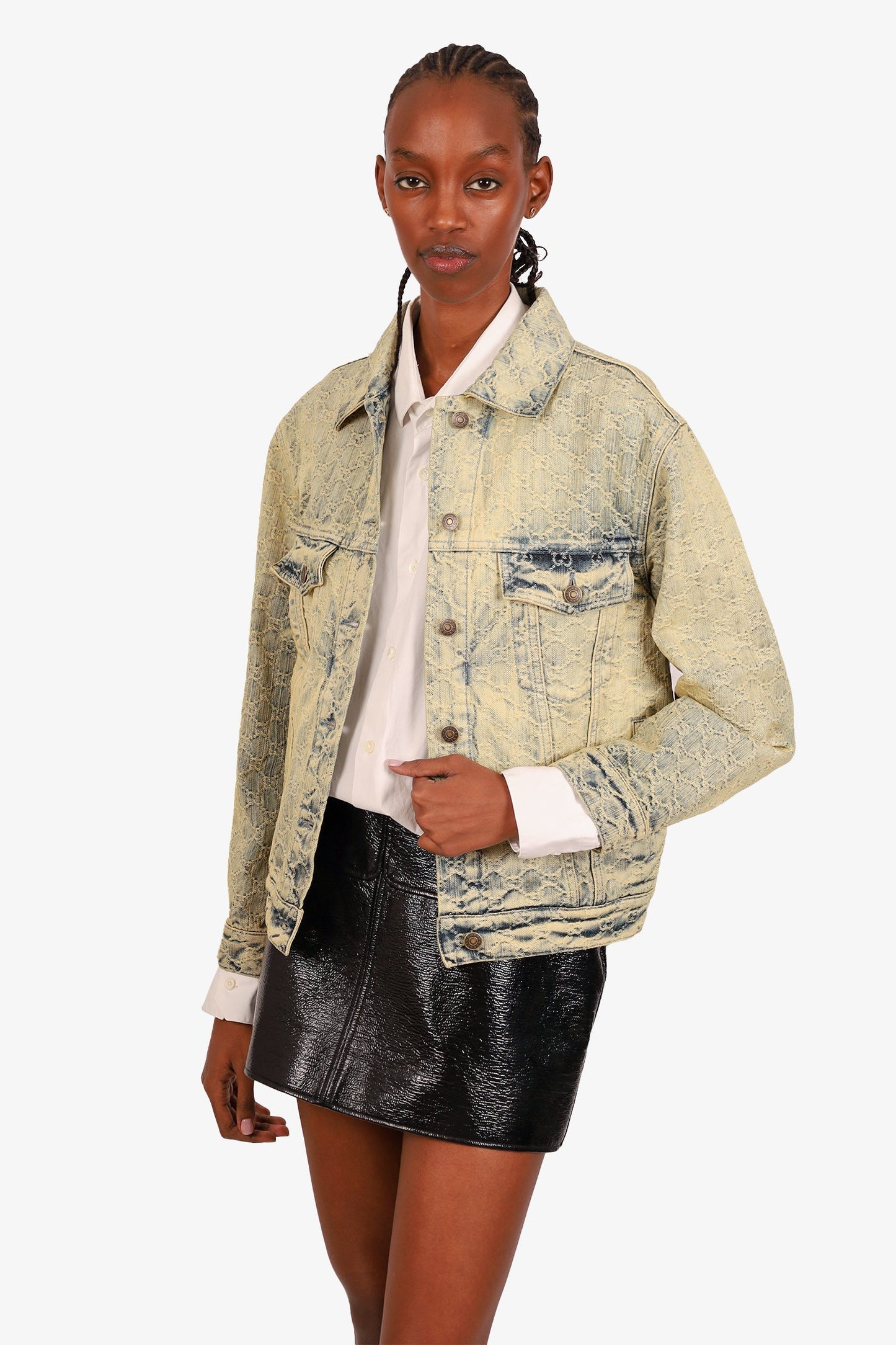 Gucci Acid Wash Denim Monogram Jacket Size 40