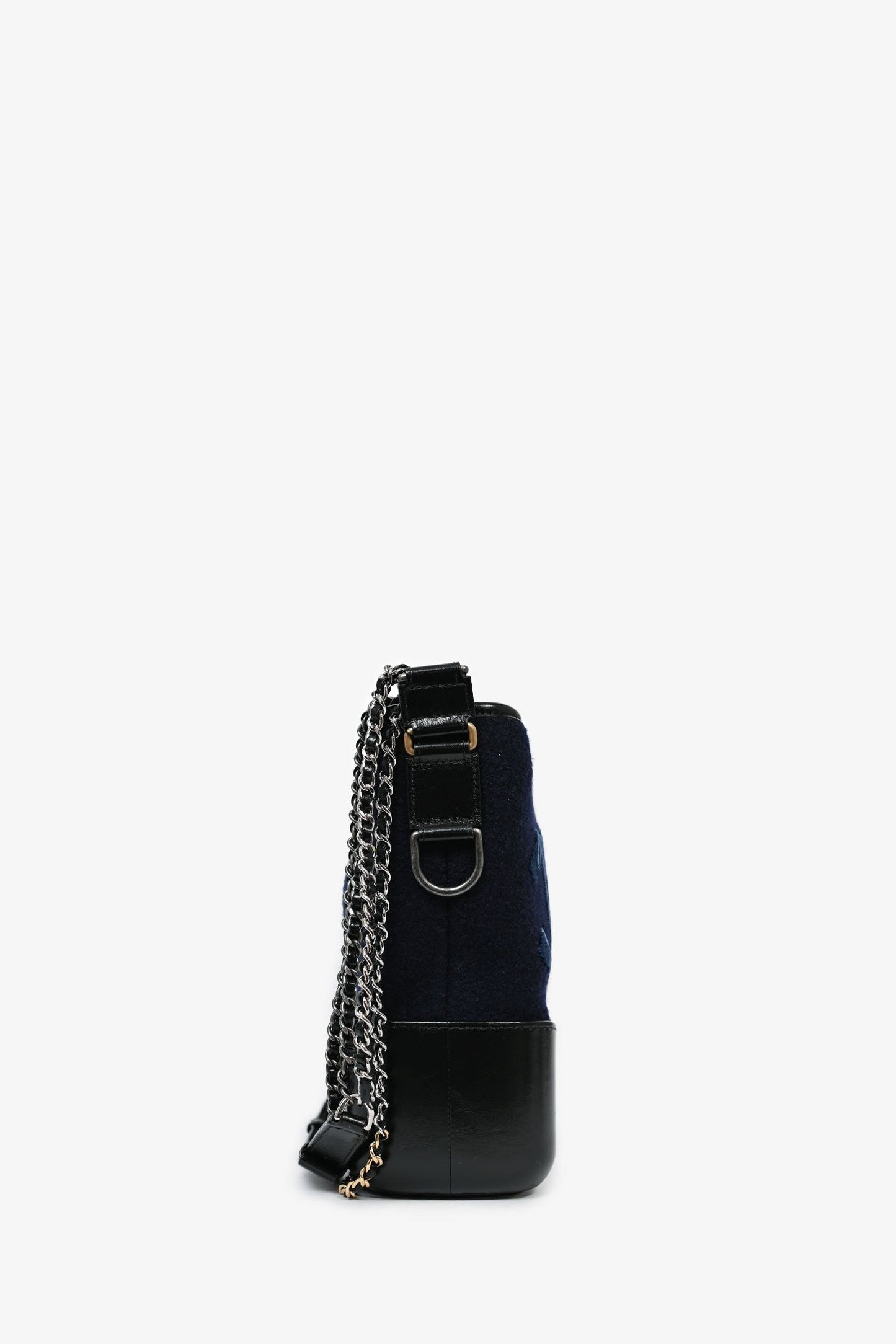 Chanel™ 2019 Navy Wool ' Hamburg' Embroidered Large Gabrielle Hobo Shoulder Bag