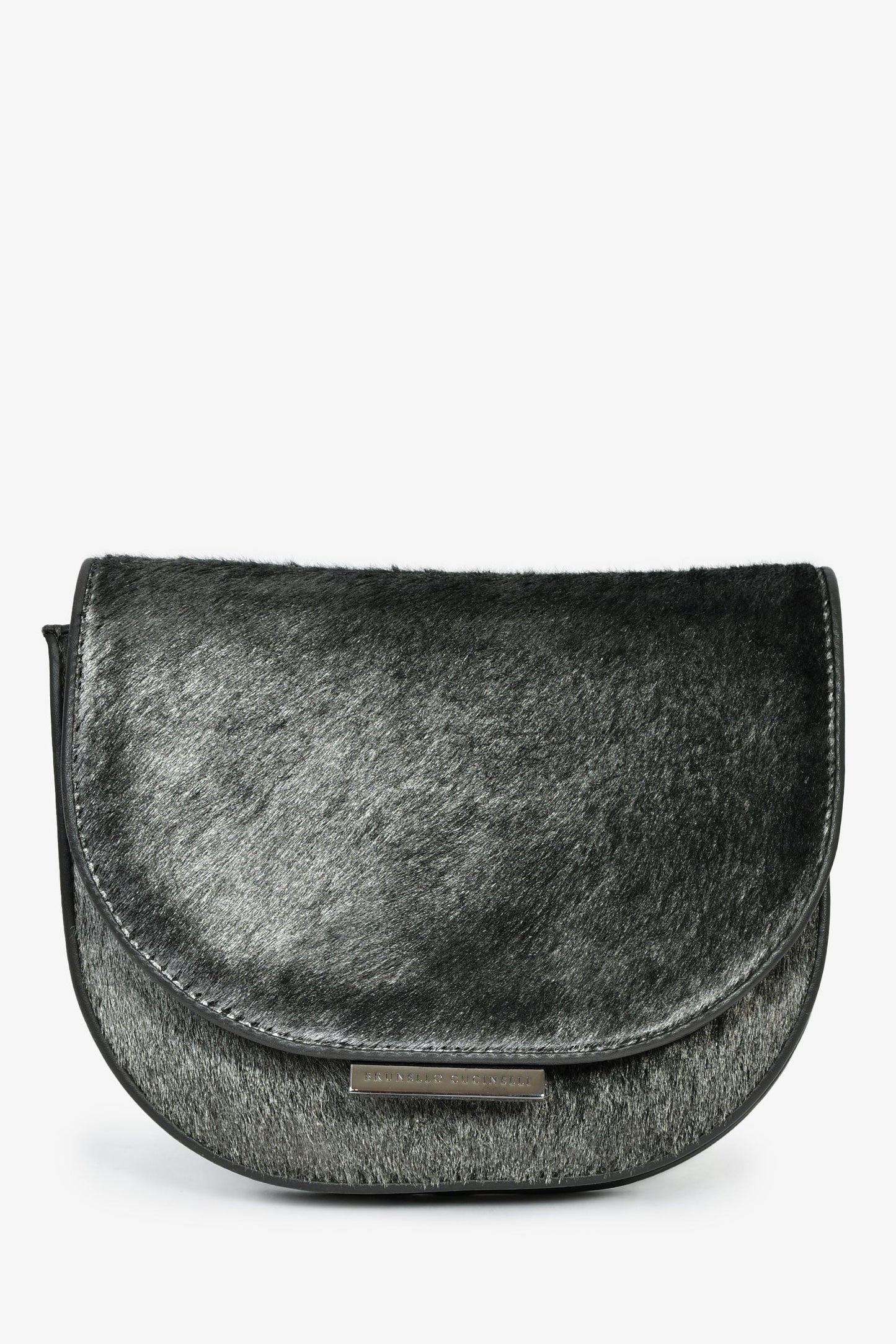 Brunello Cucinelli Grey Calfhair Small Crossbody