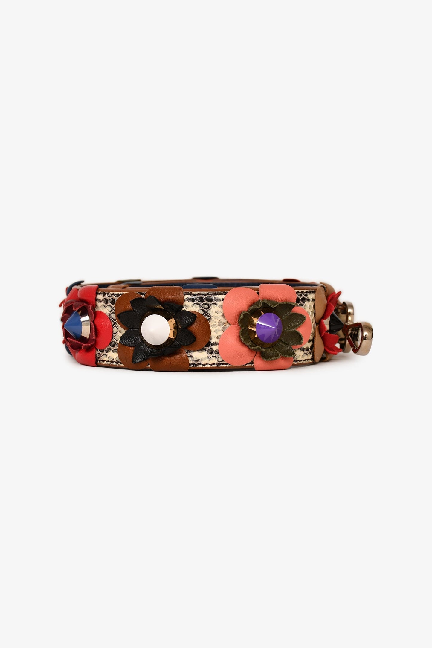Fendi Leather Multicolour Floral Studded Strap