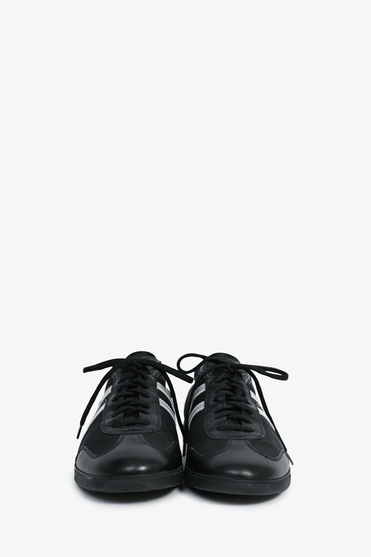 Prada Sport Black/White Canvas Leather Trimmed Sneakers Size 8.5 Mens