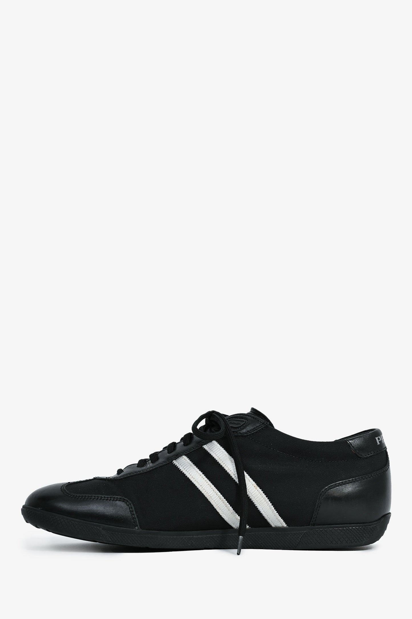 Prada Sport Black/White Canvas Leather Trimmed Sneakers Size 8.5 Mens