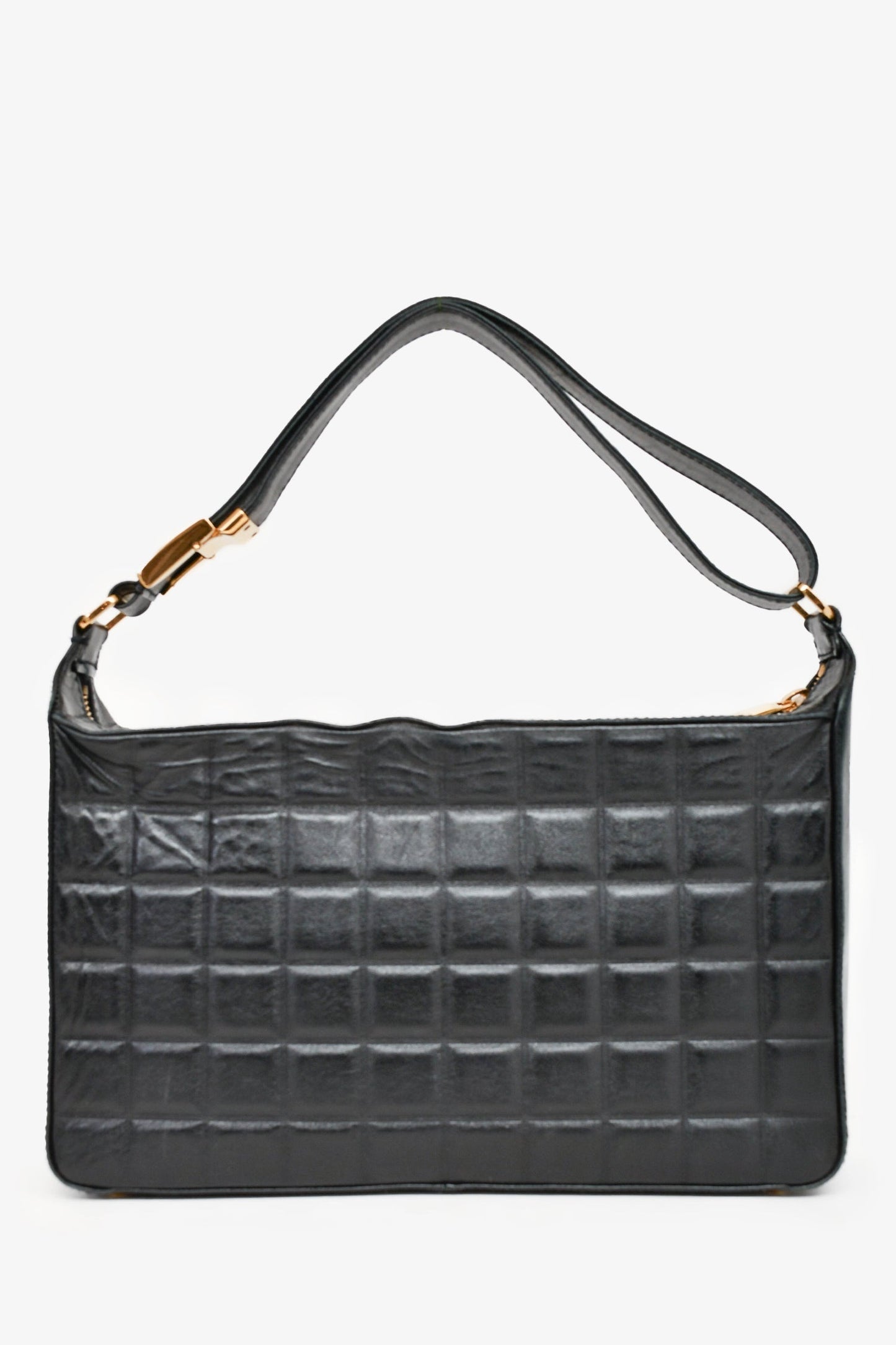 Chanel™ 2003/2004 Black Leather Choco Bar CC Shoulder Bag