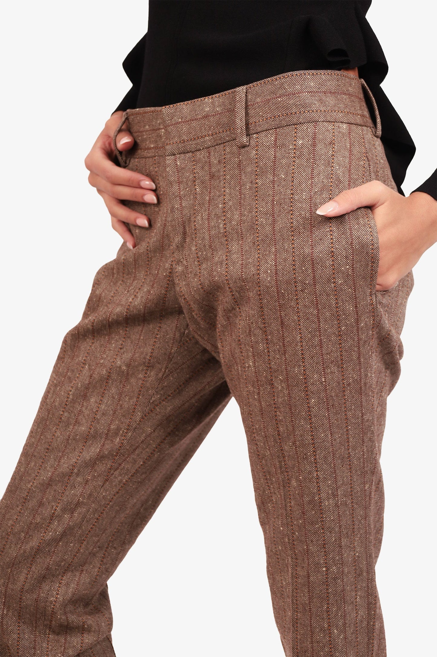 Gucci Brown Wool Striped Trors Size 48
