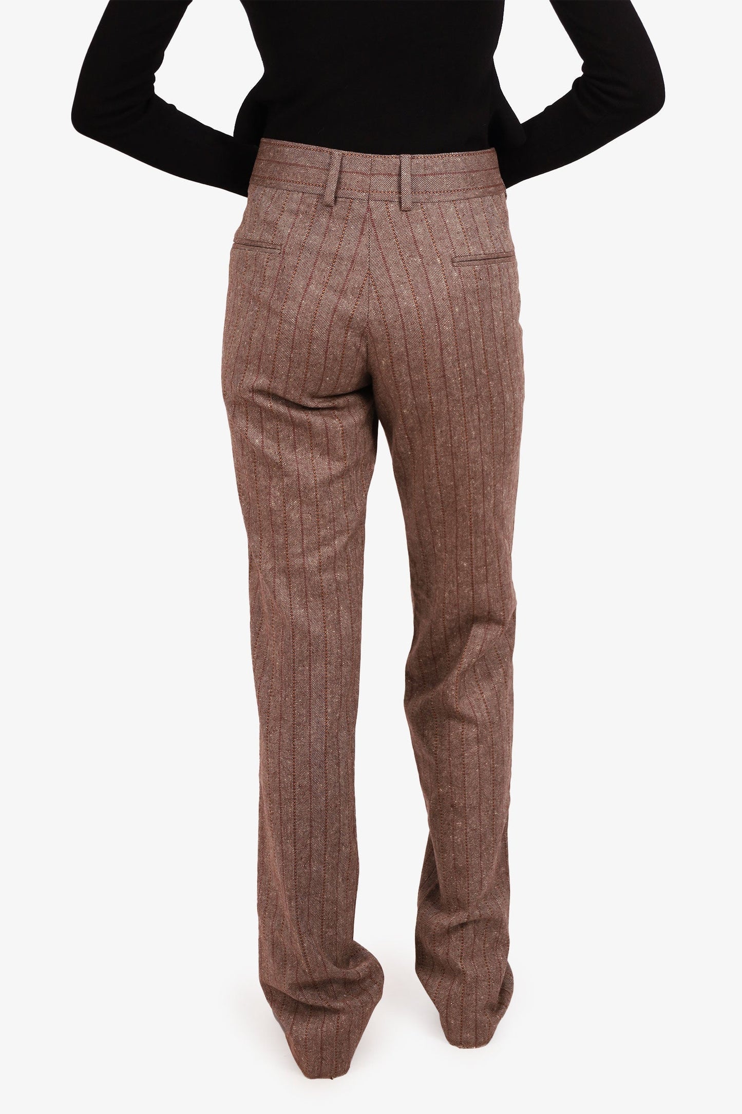 Gucci Brown Wool Striped Trors Size 48