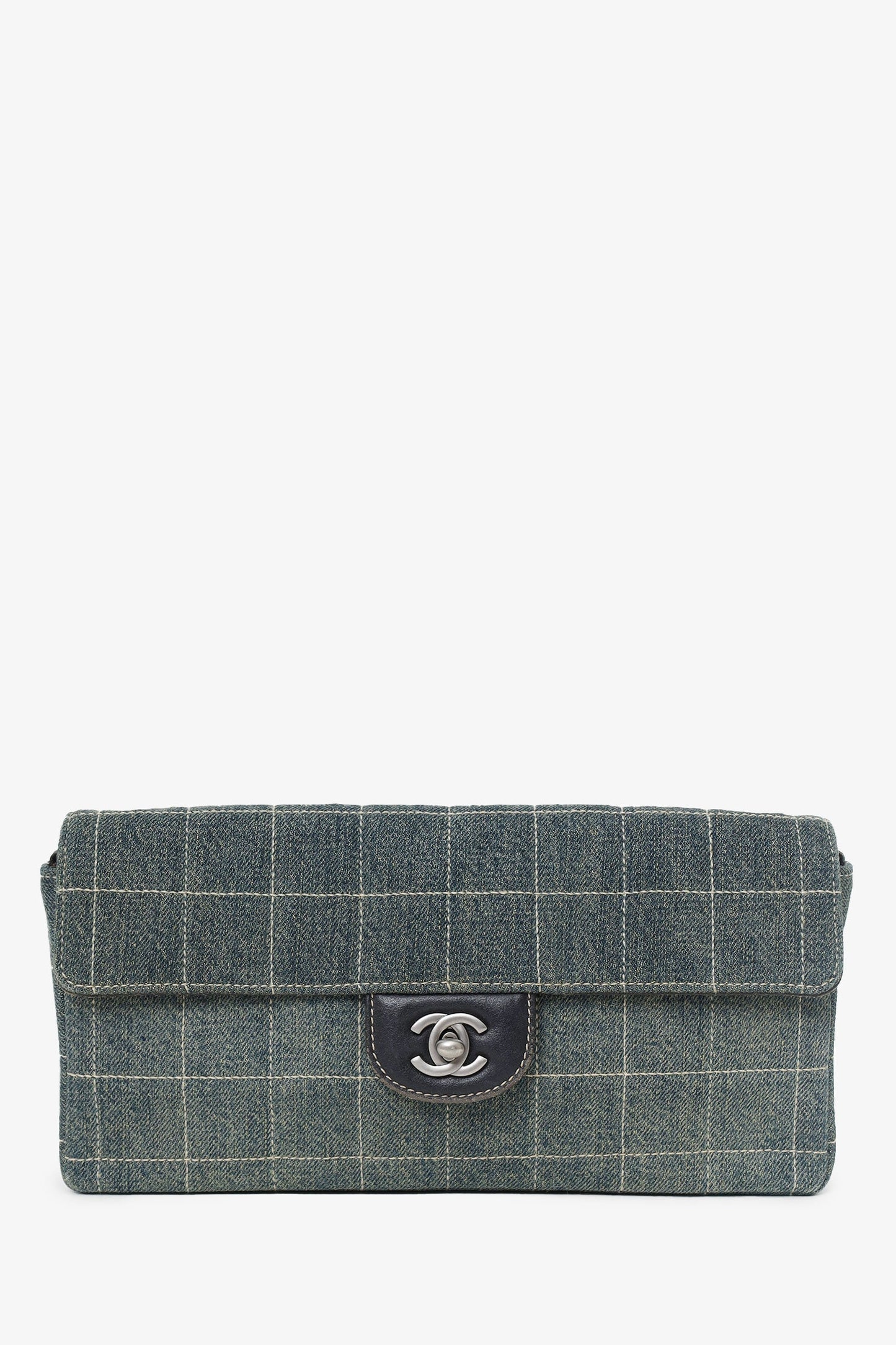 Chanel™ 2000-02 Blue East West Chocolate Bar Shoulder Bag