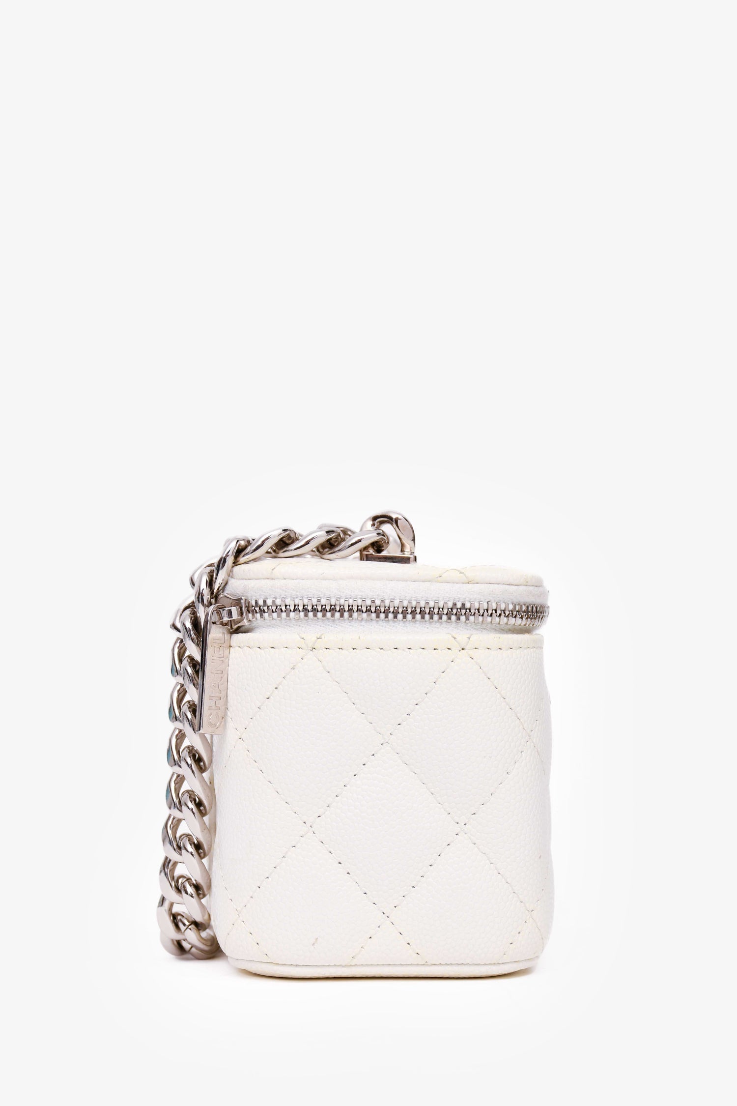 Chanel™ 2022 White Caviar Leather Mini Vanity Case (As Is) Handbag