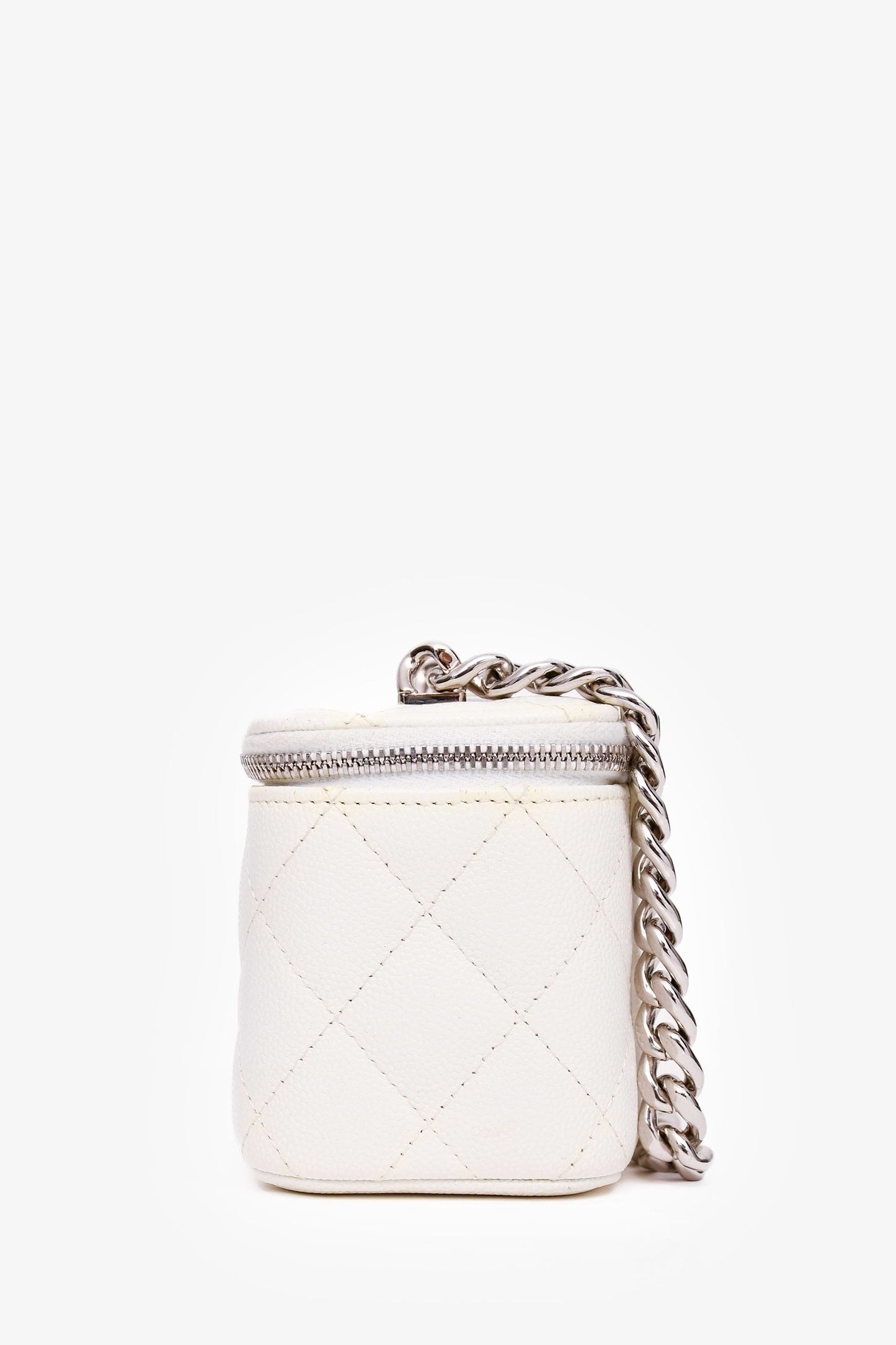 Chanel™ 2022 White Caviar Leather Mini Vanity Case (As Is) Handbag
