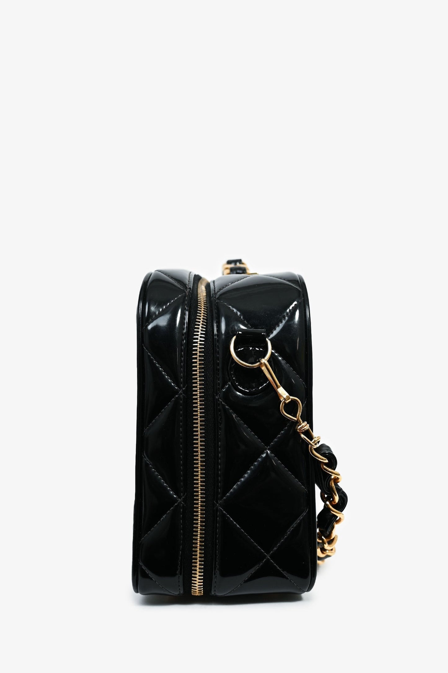 Chanel™ 1994-96 Black Patent Leather Large Vanity Case Handbag