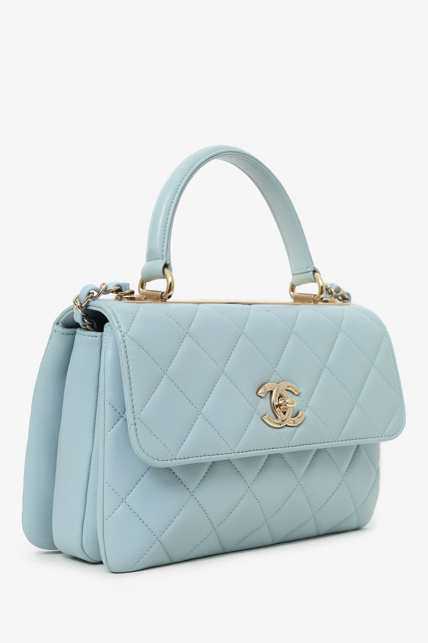 Chanel™ Blue Quilted Lambskin Medium Trendy CC Top Handle Handbag