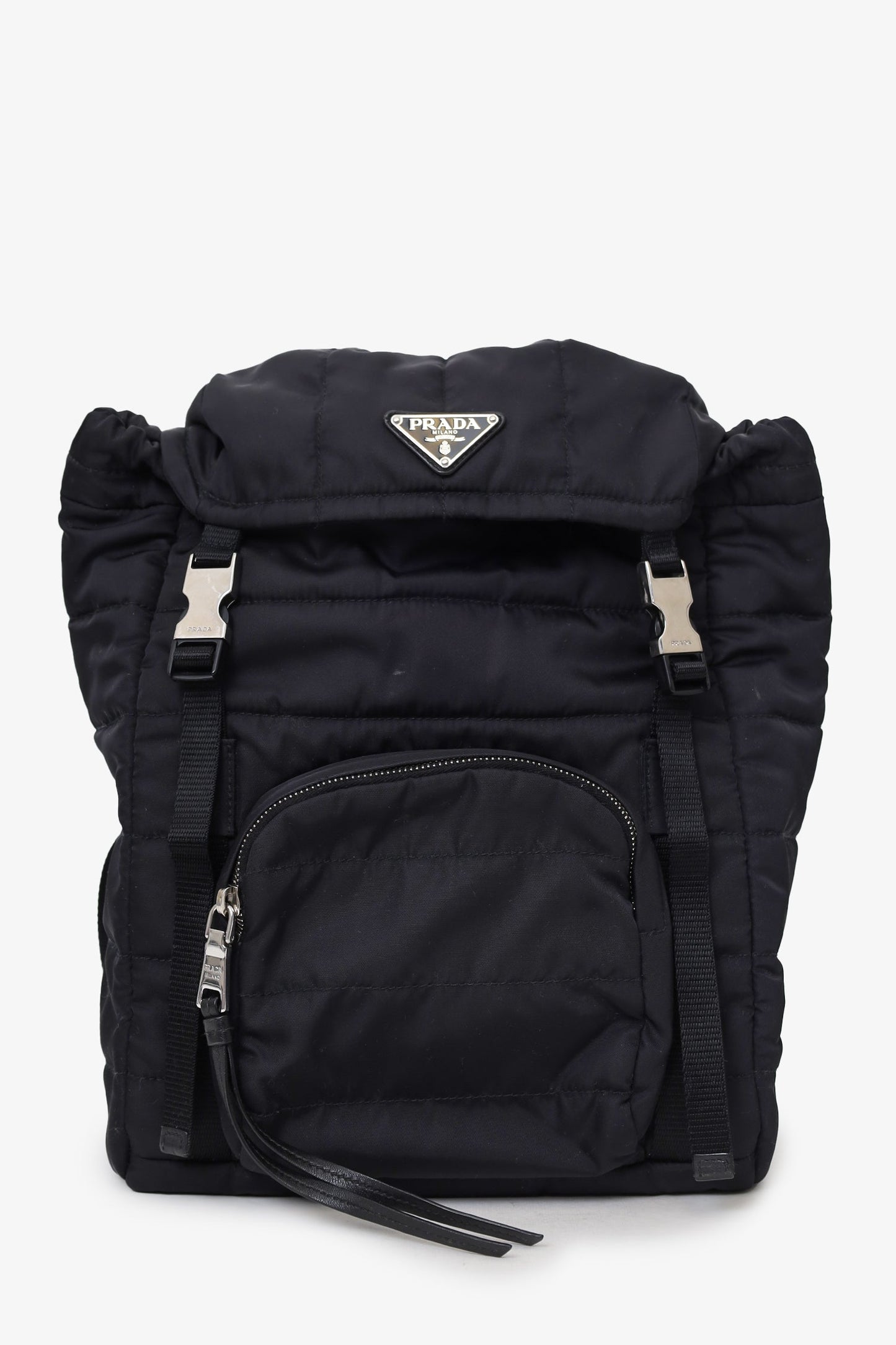 Prada Quilted Tessuto Nylon Double Buckle Backpack
