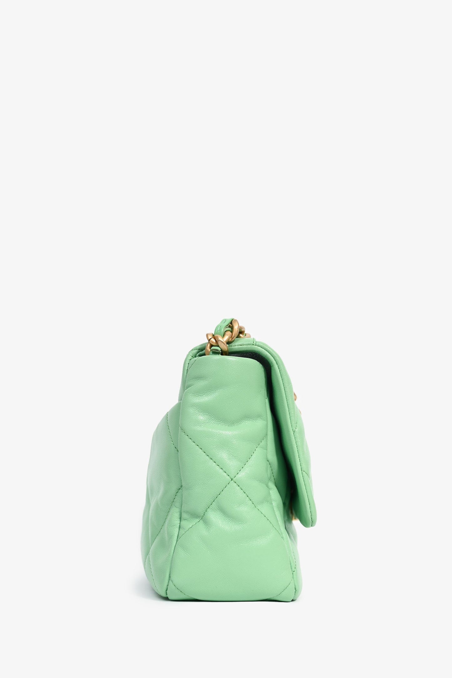 Chanel™ Green Leather Large 19 Flap Shoulder Bag