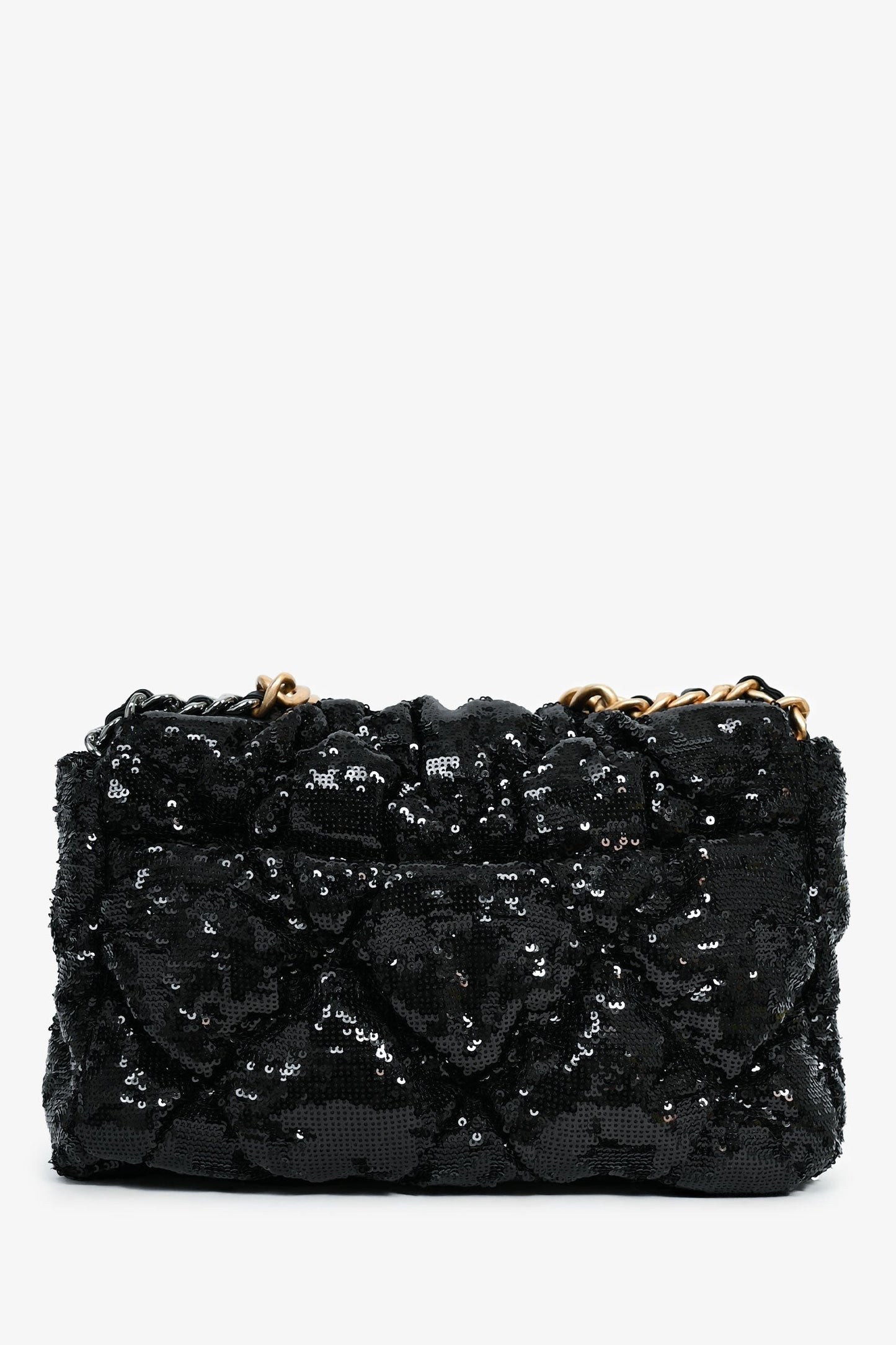 Chanel™ Black Sequin Tweed Large 19 Flap Bag