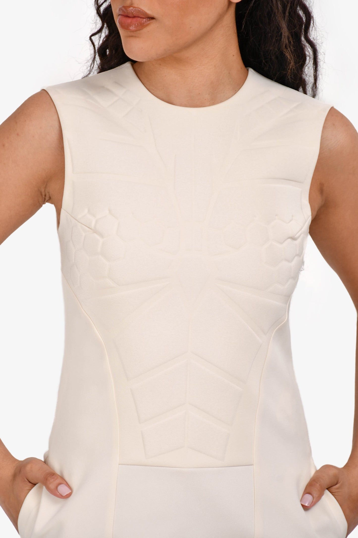 Fendi Cream Sleeveless Midi Dress Size 38